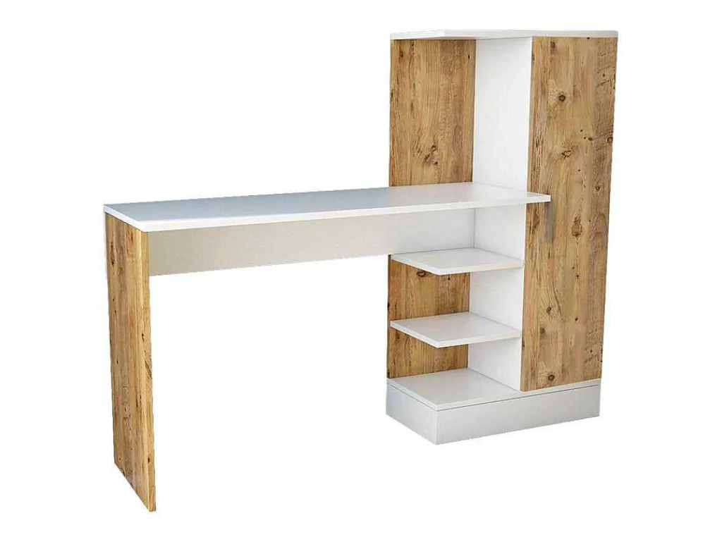 Bureau Met Opbergruimtes - Naturel En Wit - Milaria-Vente-unique Best