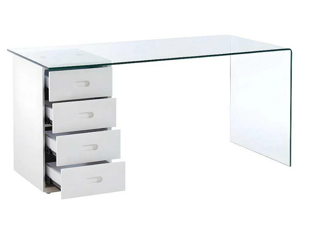 Bureau Muriel Met Opbergruimte - 4 Laden - Gehard Glas & Mdf-Vente-unique Hot