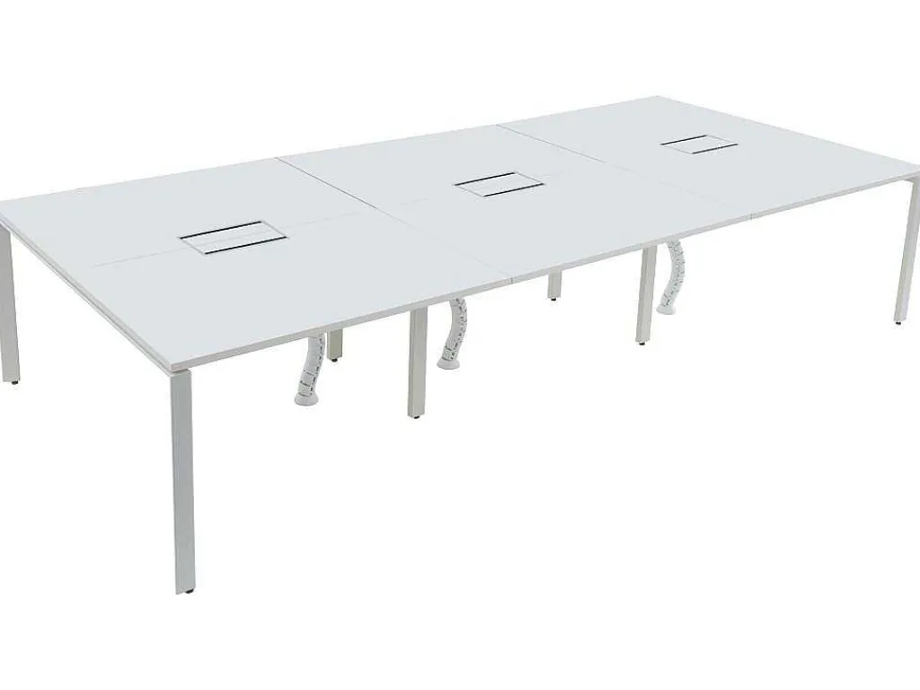 Bureaubank 6 Personen - Wit - L140 Cm - Downtown-Workēa Online