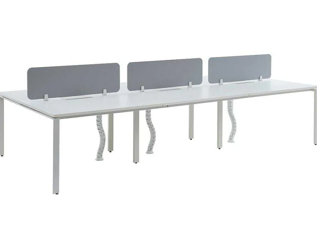 Bureaubank 6 Personen - Wit - L120 Cm - Met Tussenschotten - Downtown-Workēa Discount