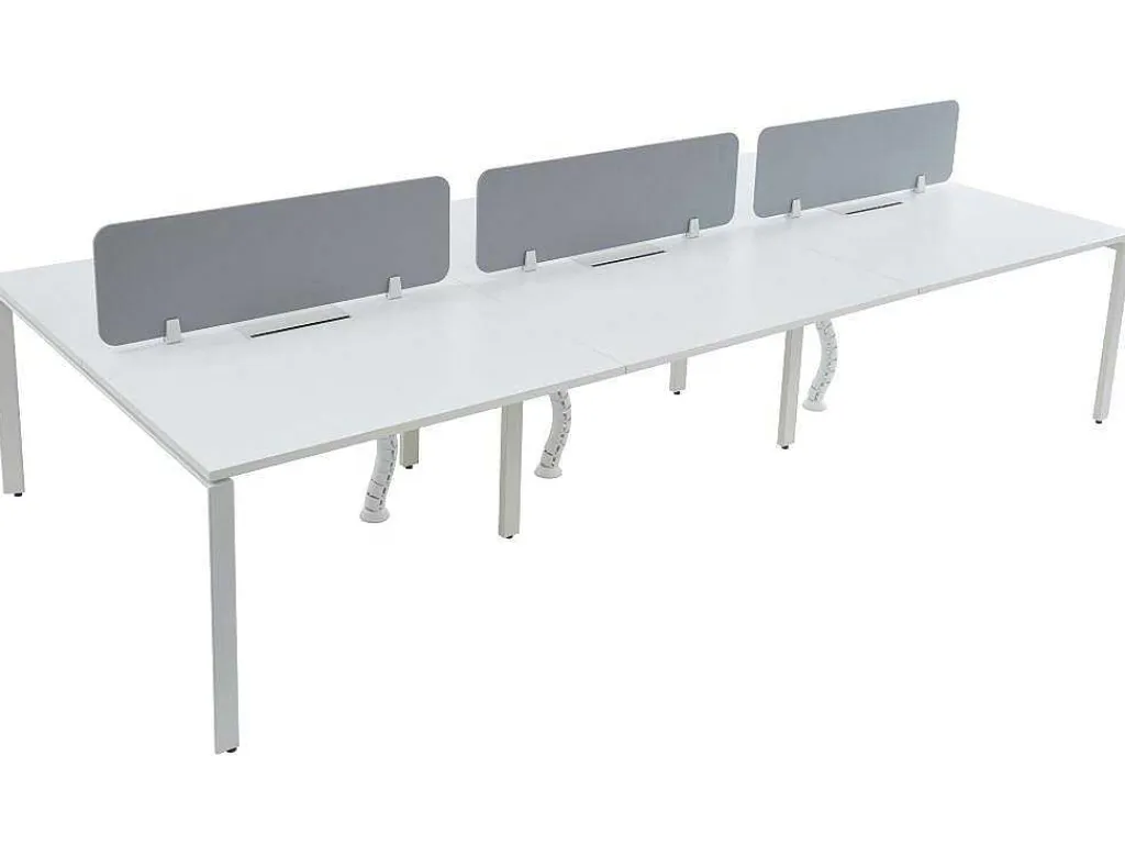 Bureaubank 6 Personen - Wit - L120 Cm - Met Tussenschotten - Downtown-Workēa Discount