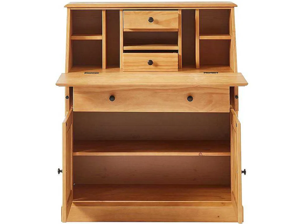 Bureaukast - Grenen En Mdf - Eikenkleur - Cleore-Vente-unique Hot