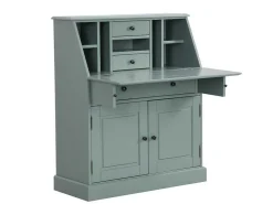 Bureaukast Cleore - Grenen En Mdf - Amandelgroen-Vente-unique Clearance