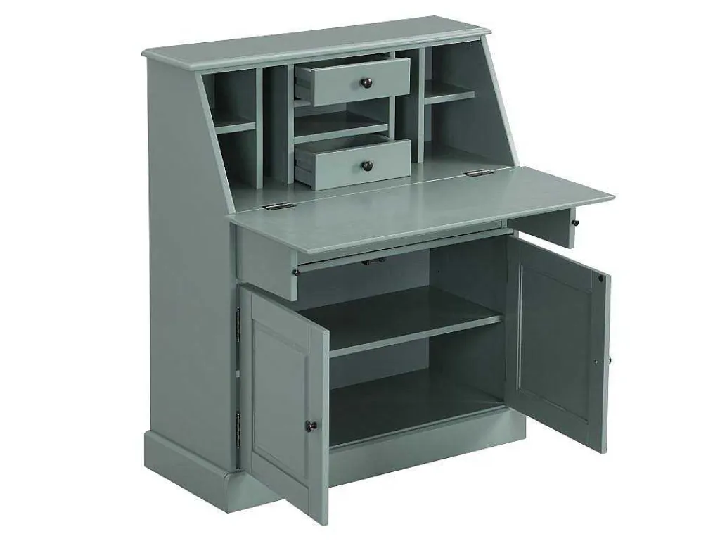 Bureaukast Cleore - Grenen En Mdf - Amandelgroen-Vente-unique Clearance