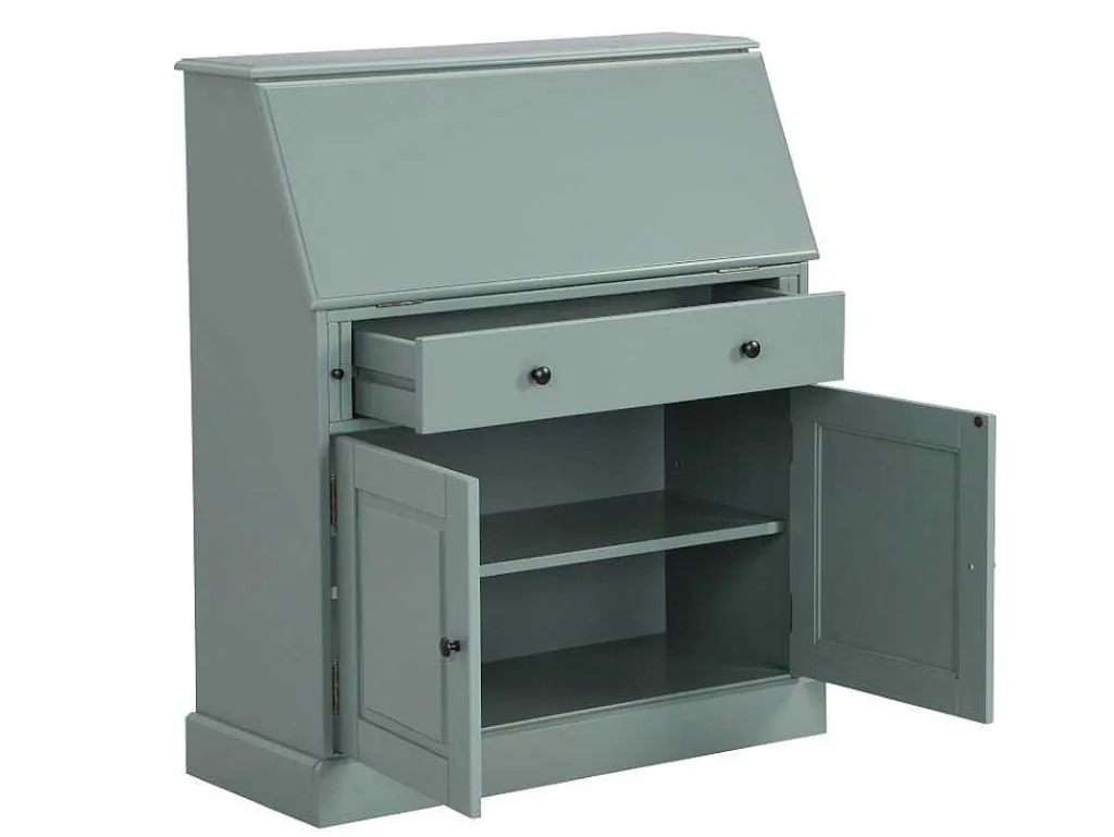 Bureaukast Cleore - Grenen En Mdf - Amandelgroen-Vente-unique Clearance