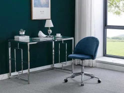 Bureaustoel - Velours - Blauw - Verstelbare Hoogte - Melbourne-Vente-unique Hot