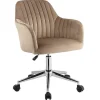Bureaustoel Eleana - Fluweel - Verstelbare Hoogte - Beige-Vente-unique Discount