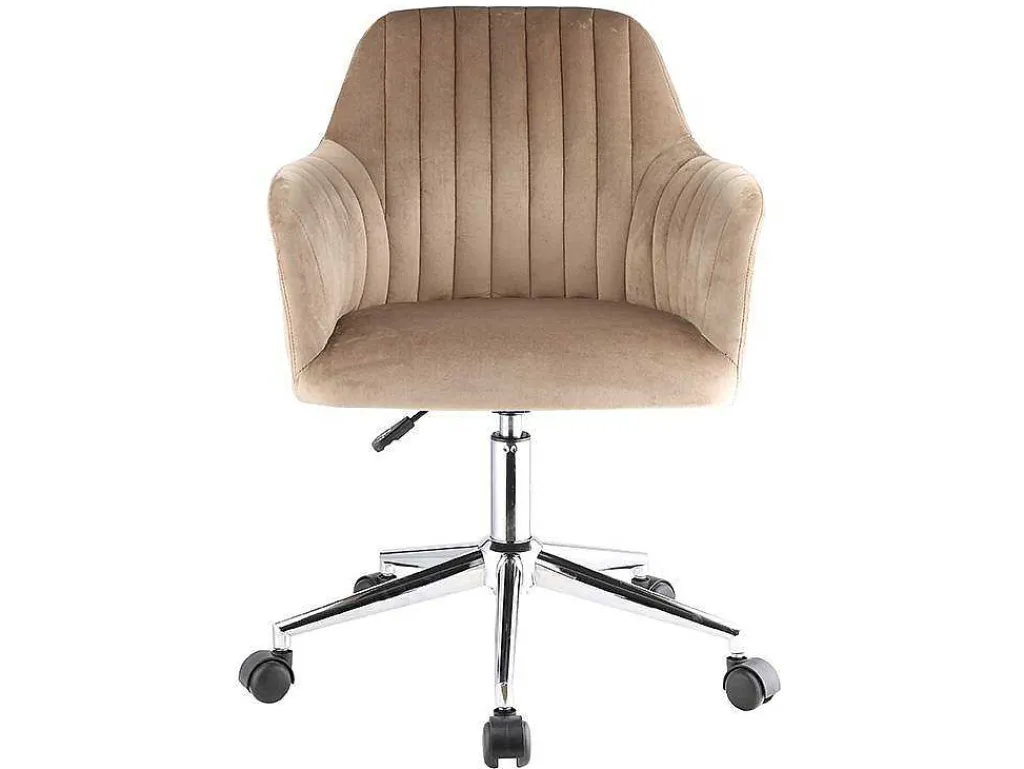 Bureaustoel Eleana - Fluweel - Verstelbare Hoogte - Beige-Vente-unique Discount
