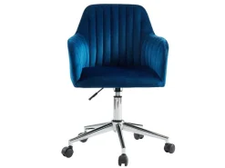 Bureaustoel Eleana - Fluweel - Verstelbare Hoogte - Blauw-Vente-unique Sale