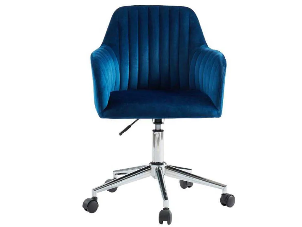 Bureaustoel Eleana - Fluweel - Verstelbare Hoogte - Blauw-Vente-unique Sale