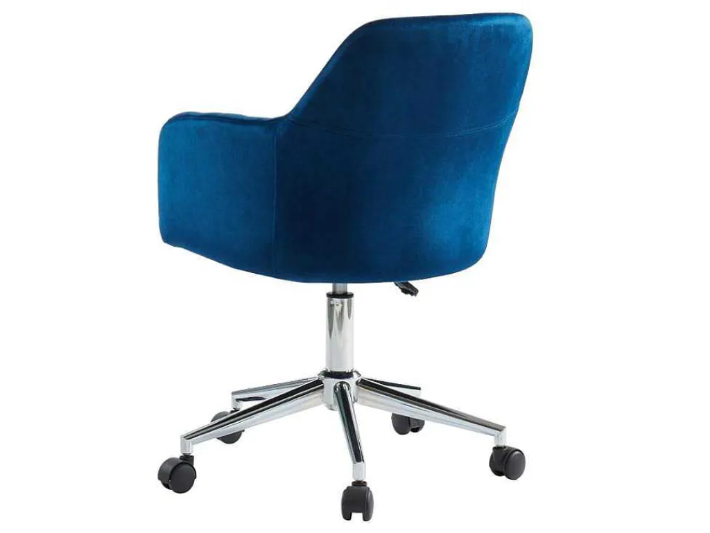 Bureaustoel Eleana - Fluweel - Verstelbare Hoogte - Blauw-Vente-unique Sale