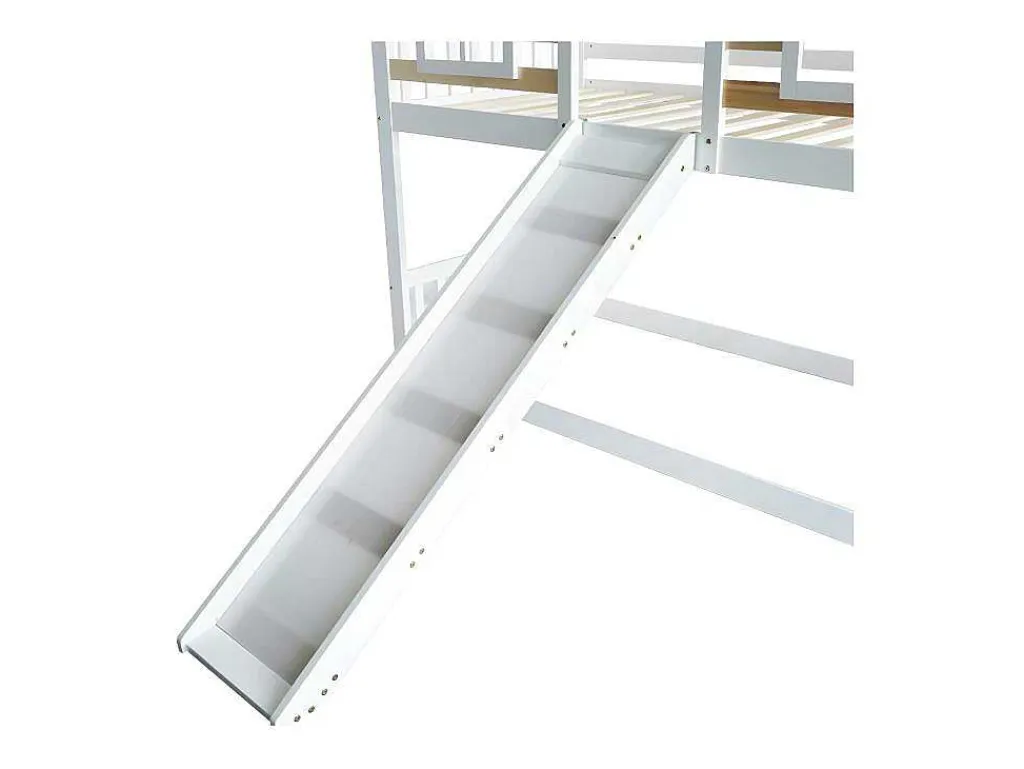 Cabine Stapelbed 90X200Cm - Massief Grenen - Met Trap En Glijbaan - Wit-ModernLuxe Sale