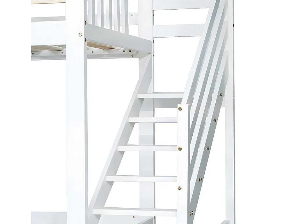 Cabine Stapelbed 90X200Cm - Massief Grenen - Met Trap En Glijbaan - Wit-ModernLuxe Sale
