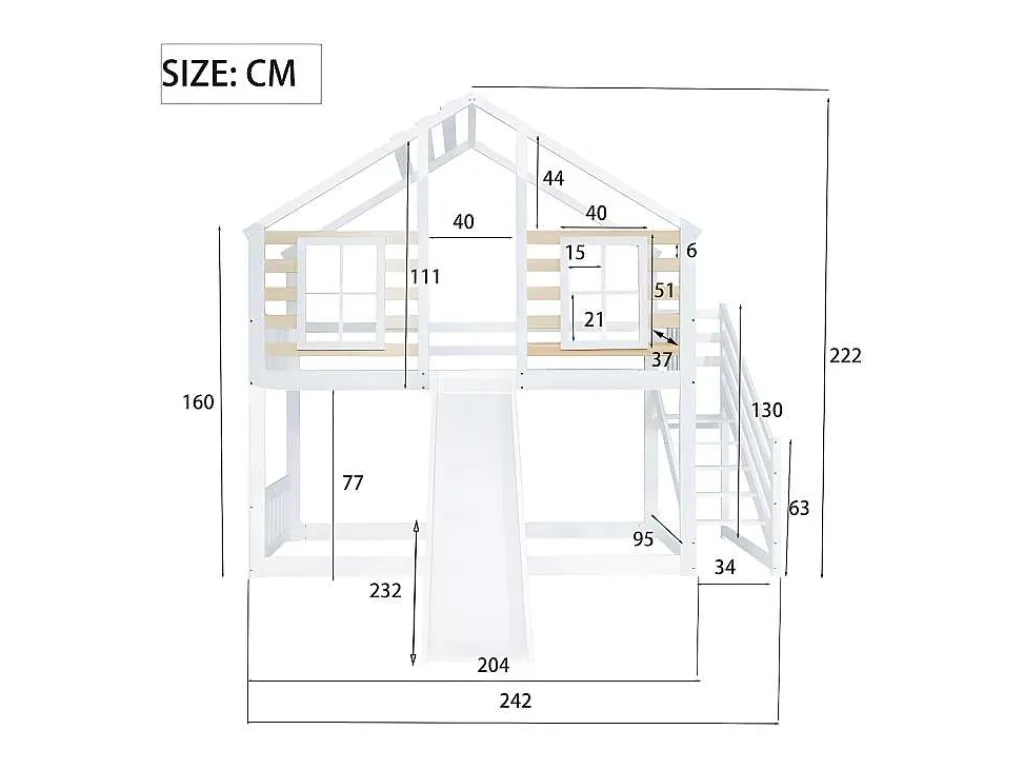 Cabine Stapelbed 90X200Cm - Massief Grenen - Met Trap En Glijbaan - Wit-ModernLuxe Sale