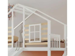 Cabine Stapelbed 90X200Cm - Massief Grenen - Met Trap En Glijbaan - Wit-ModernLuxe Sale