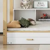 Cabinebed 90X200Cm Met Uitschuifbaar Onderschuifbed 90X190Cm - 4 Planken Op Bed - Structuur Massief Grenen - Wit-ModernLuxe Outlet