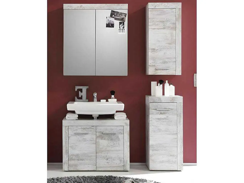 Cancun/Boombad Badkamerkast 1 Deur Wit Grenen Decor.-Trendteam Online