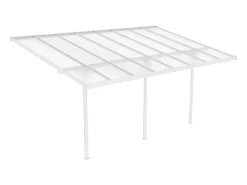 Carport Pergola Voor Tegen De Muur Van Aluminium 15,1 M Wit Alvaro-EXPERTLAND Best