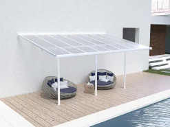 Carport Pergola Voor Tegen De Muur Van Aluminium 15,1 M Wit Alvaro-EXPERTLAND Best