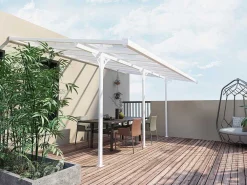 Carport Pergola Voor Tegen De Muur Van Aluminium 15,1 M Wit Alvaro-EXPERTLAND Best
