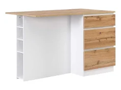 Centraal Keukeneiland Met 6 Lades En 4 Nissen Van Mdf - Licht Naturel En Wit - Pomarela-Vente-unique