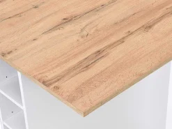 Centraal Keukeneiland Met 6 Lades En 4 Nissen Van Mdf - Licht Naturel En Wit - Pomarela-Vente-unique
