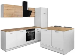 Centraal Keukeneiland Met 2 Deurtjes - Wit En Naturel - Mechila-Vente-unique Hot