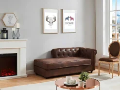 Chaise Longue - Hoek Links - Chesterfield Shirel Van Microvezel Met Lived-In Leeraspect-Vente-unique