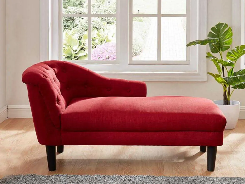 Chaise Longue - Hoek Rechts - Anouk Van Stof - Rood-Vente-unique Clearance