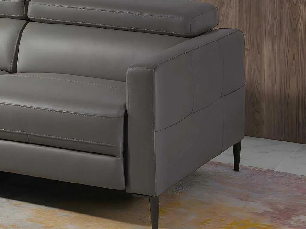 Chaise Longue Bank In Donkergrijs Leer Met Relaxmechanisme 6125-Angel Cerda Outlet