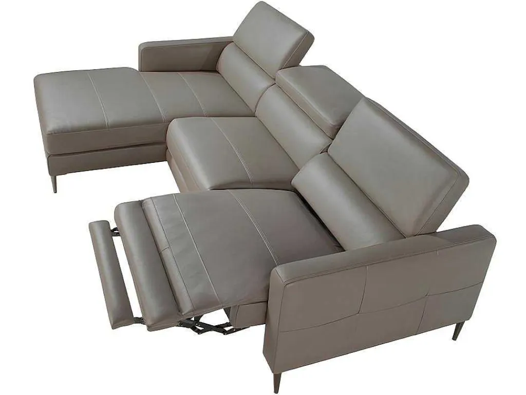 Chaise Longue Bank In Donkergrijs Leer Met Relaxmechanisme 6125-Angel Cerda Outlet