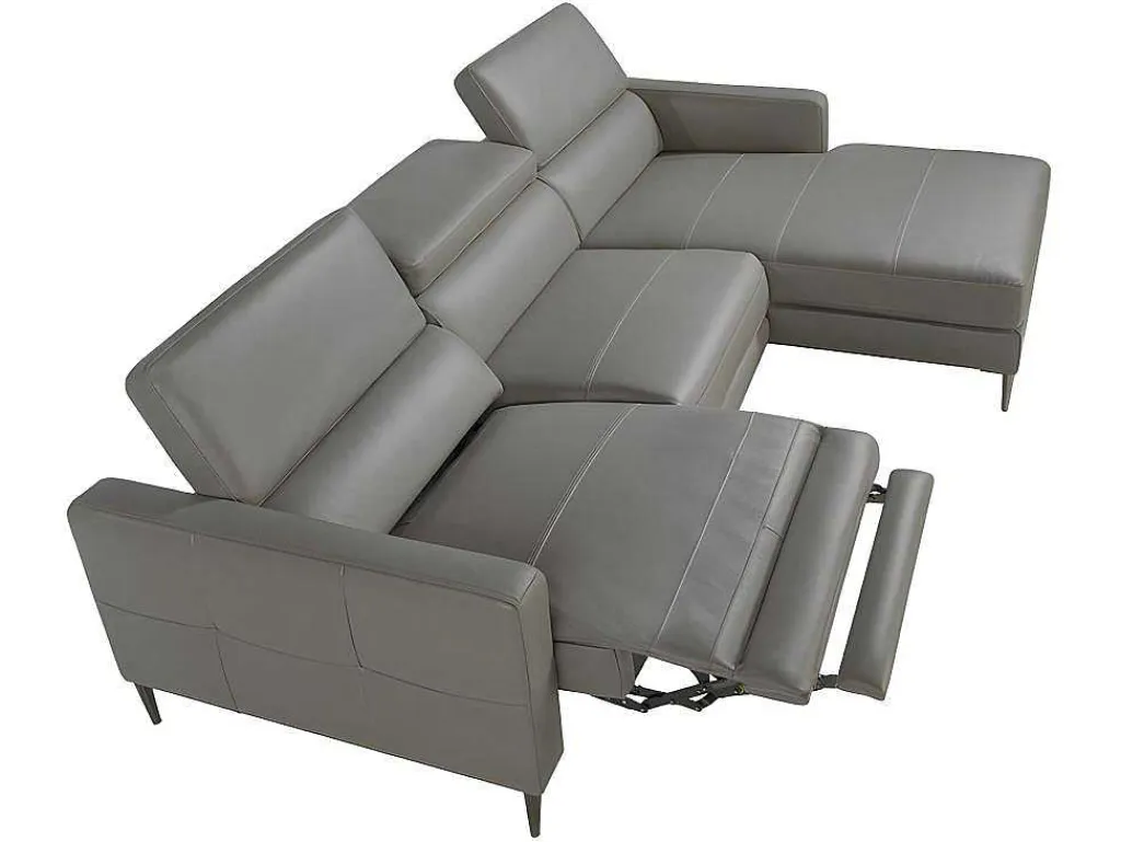 Chaise Longue Bank In Donkergrijs Leer Met Relaxmechanisme 6126-Angel Cerda Outlet