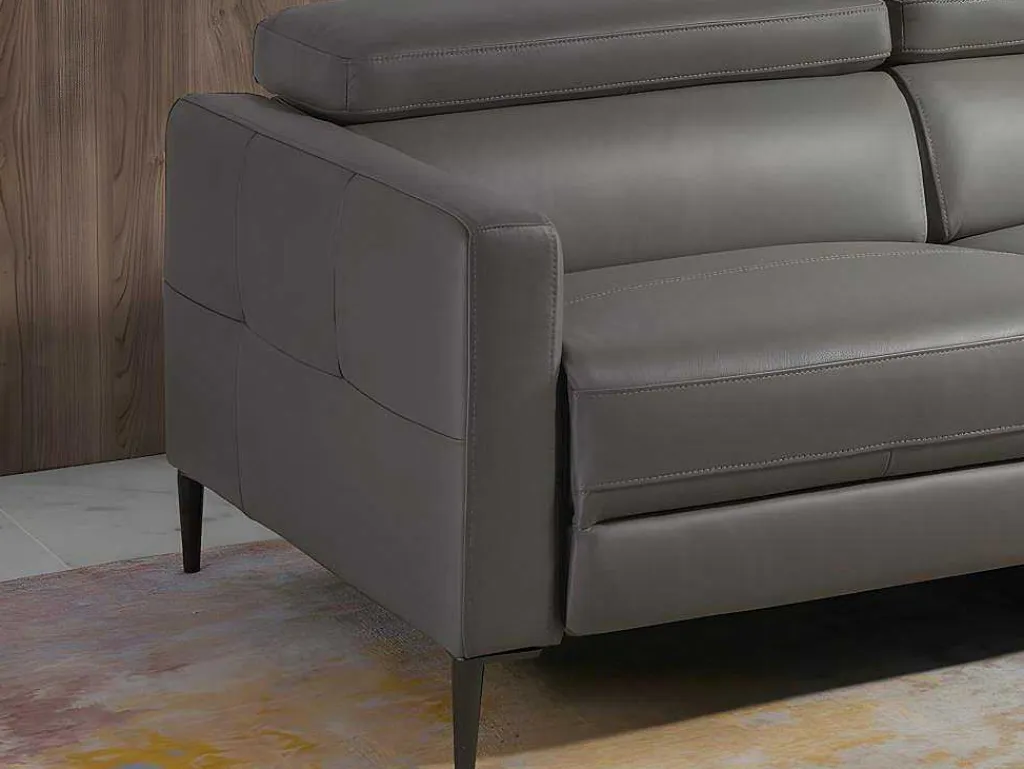 Chaise Longue Bank In Donkergrijs Leer Met Relaxmechanisme 6126-Angel Cerda Outlet
