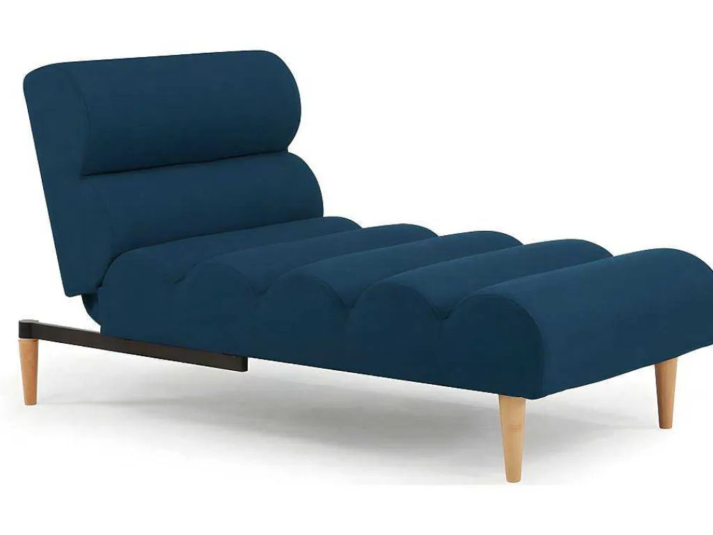Chaise Longue Eenzits Slaapbank Cival Van Stof - Blauw-Vente-unique New