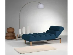Chaise Longue Eenzits Slaapbank Cival Van Stof - Blauw-Vente-unique New