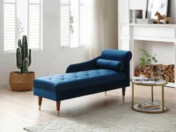 Chaise Longue Links Van Blauwgroen Velours Umari-Vente-unique Hot