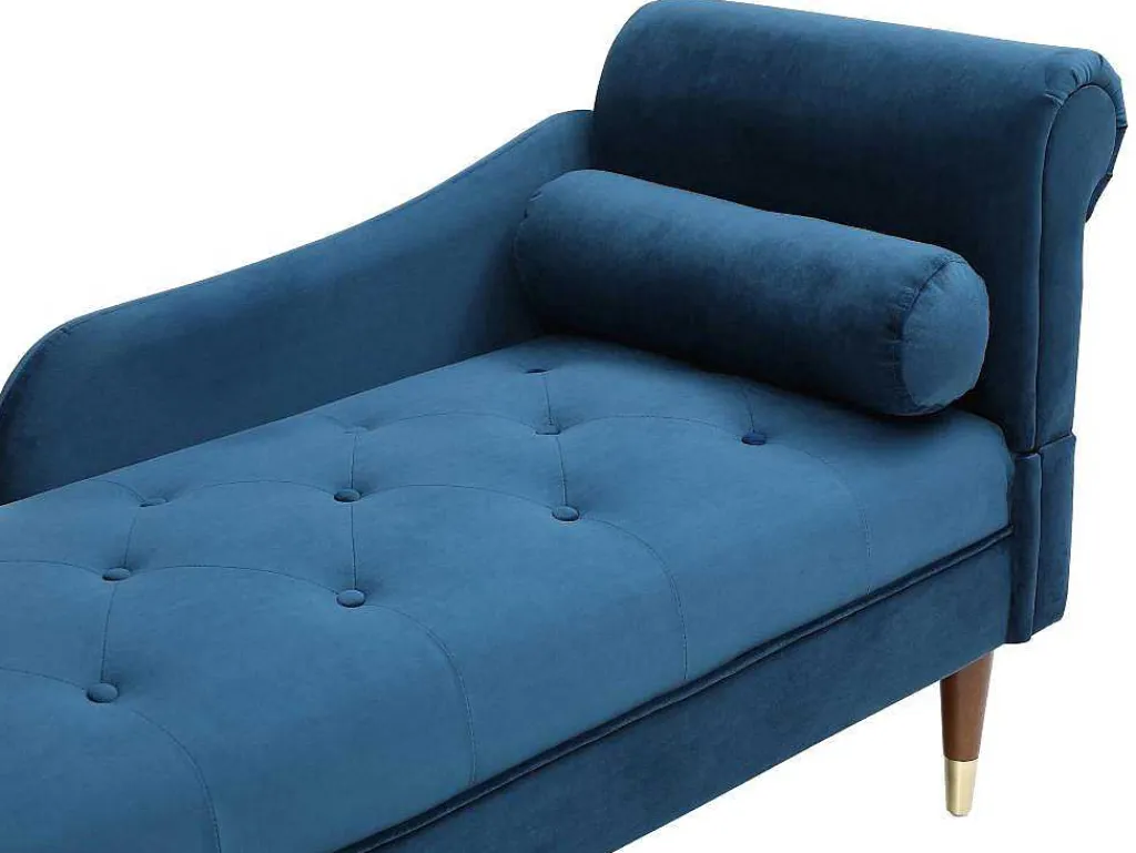 Chaise Longue Links Van Blauwgroen Velours Umari-Vente-unique Hot