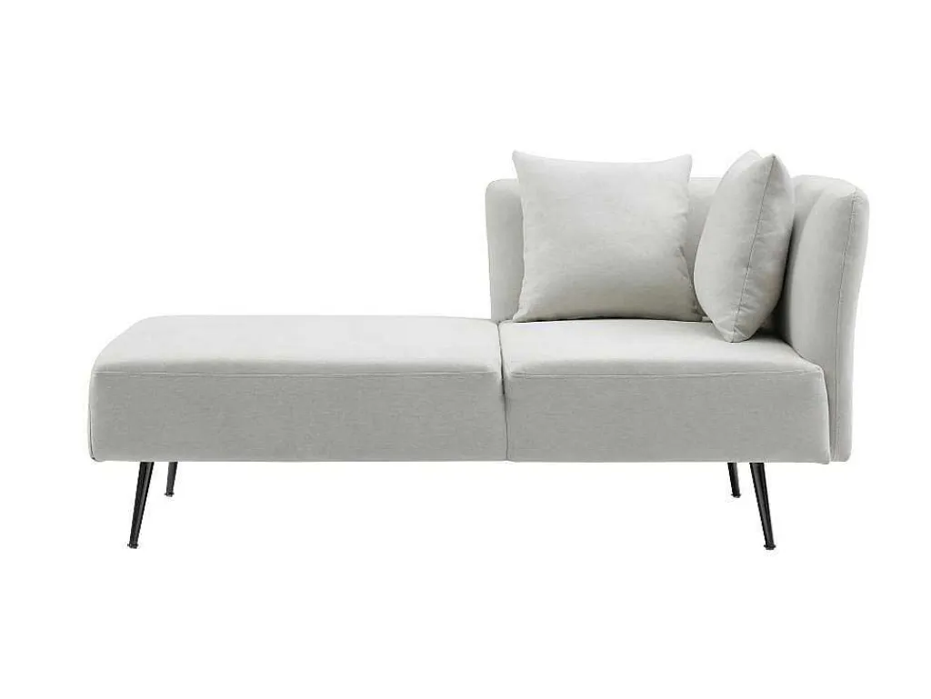 Chaise Longue Links Van Cremekleurige Stof Napasa-Vente-unique Clearance