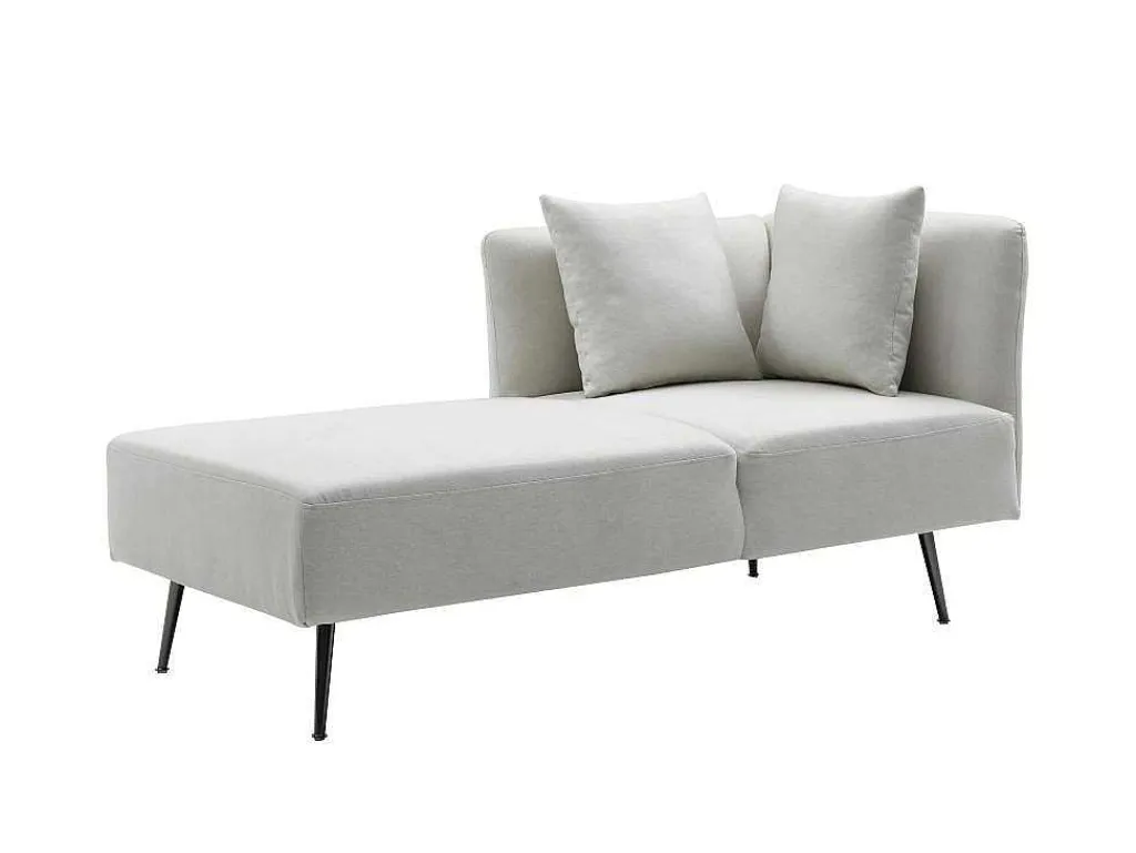Chaise Longue Links Van Cremekleurige Stof Napasa-Vente-unique Clearance