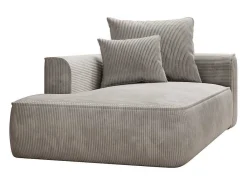 Chaise Longue Met Hoek Links Van Beige Ribfluweel Pineta-Vente-unique New