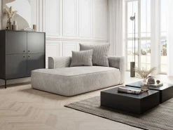 Chaise Longue Met Hoek Links Van Beige Ribfluweel Pineta-Vente-unique New