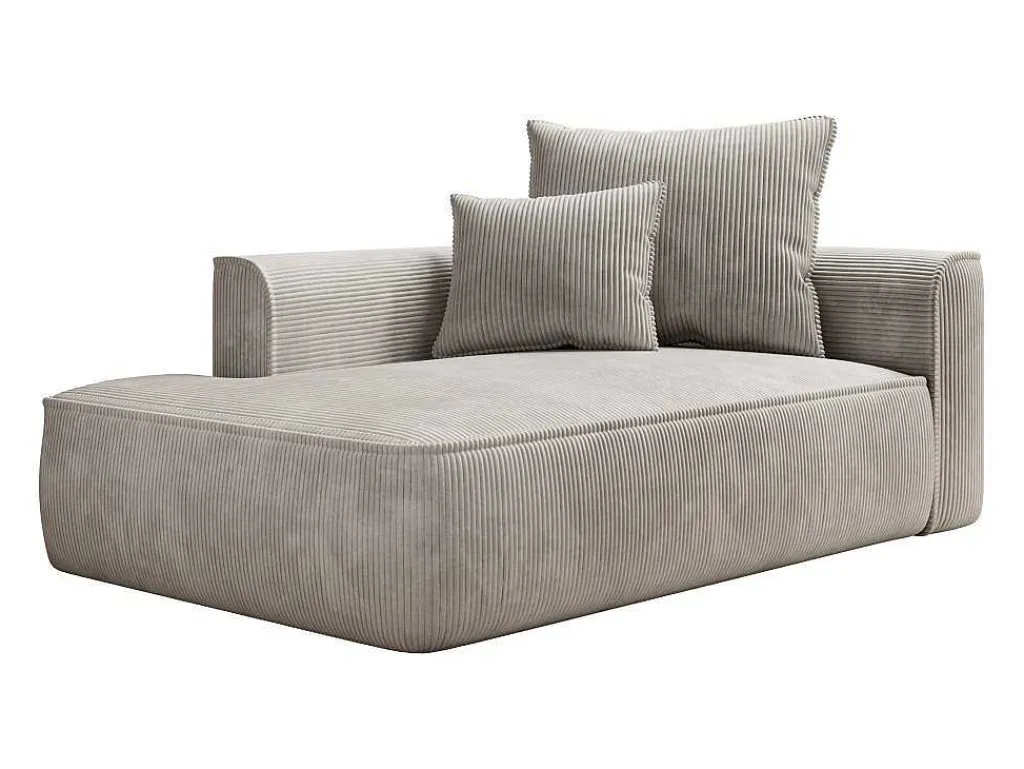 Chaise Longue Met Hoek Links Van Beige Ribfluweel Pineta-Vente-unique New