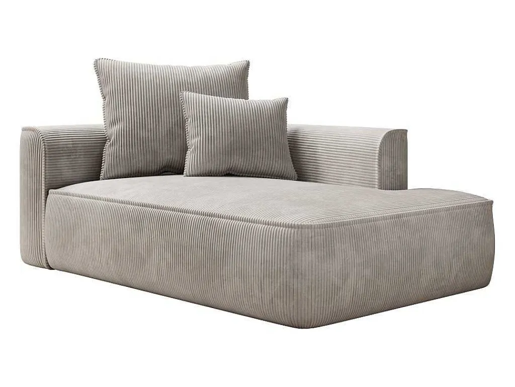 Chaise Longue Met Hoek Rechts Van Beige Ribfluweel Pineta-Vente-unique Discount