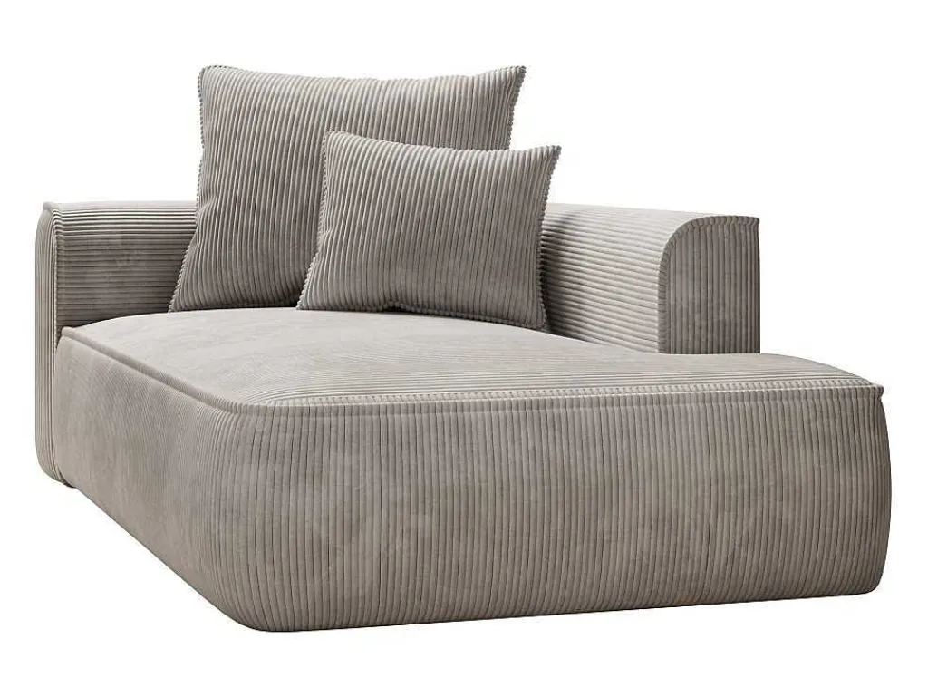 Chaise Longue Met Hoek Rechts Van Beige Ribfluweel Pineta-Vente-unique Discount