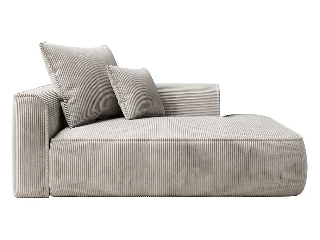 Chaise Longue Met Hoek Rechts Van Beige Ribfluweel Pineta-Vente-unique Discount