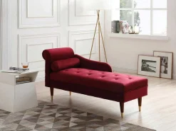 Chaise Longue Rechts Van Bordeaux-Rood Velours Umari-Vente-unique Best