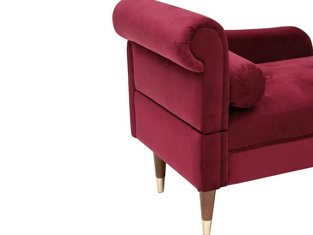 Chaise Longue Rechts Van Bordeaux-Rood Velours Umari-Vente-unique Best