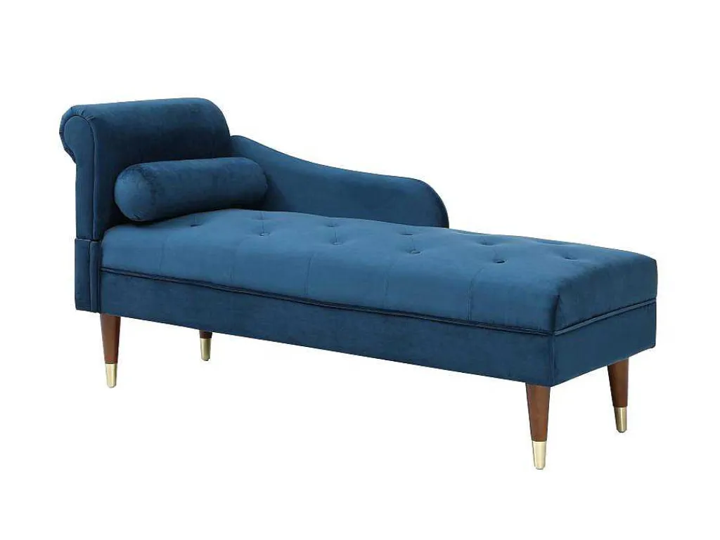 Chaise Longue Rechts Van Blauwgroen Velours Umari-Vente-unique Sale