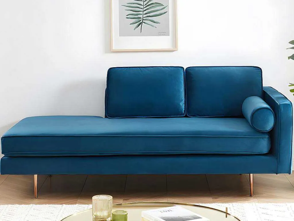 Chaise Longue Van Stof Kahel - Hoek Links - Eendblauw-Vente-unique Sale