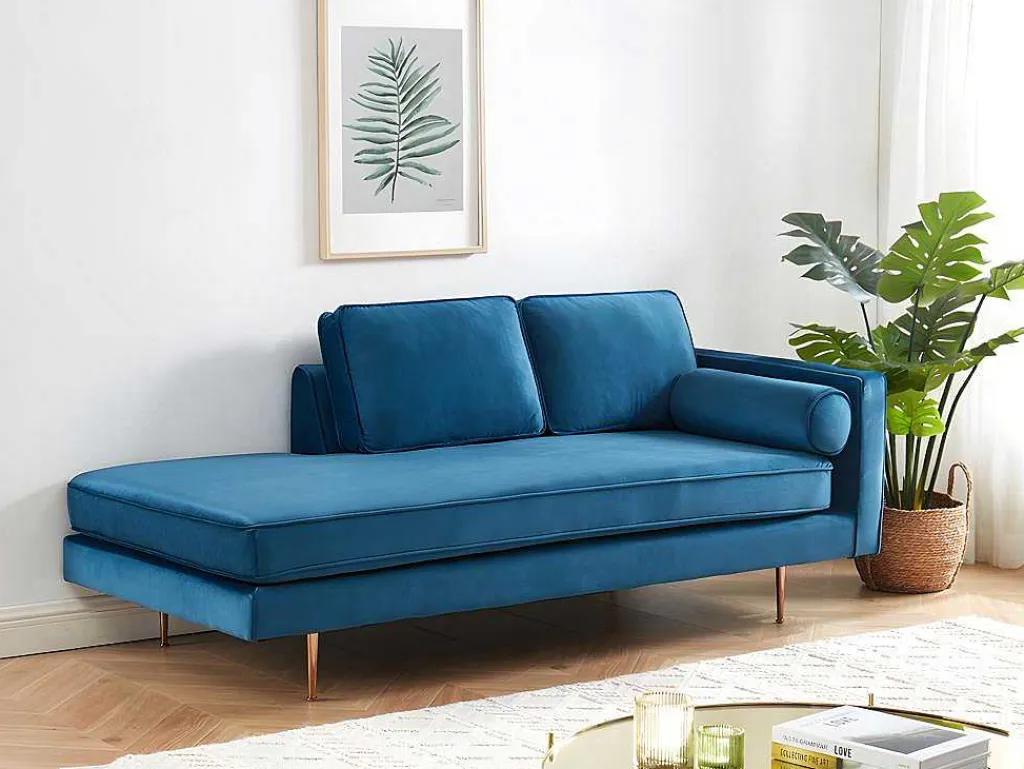 Chaise Longue Van Stof Kahel - Hoek Links - Eendblauw-Vente-unique Sale